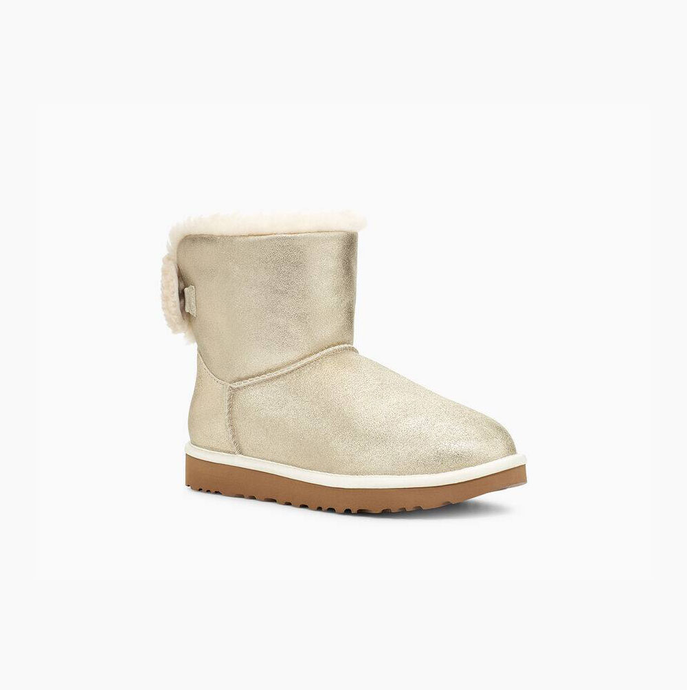UGG Arielle Sparkle Bow Bow Boots Dam Platina Guld | UH3SMNBC