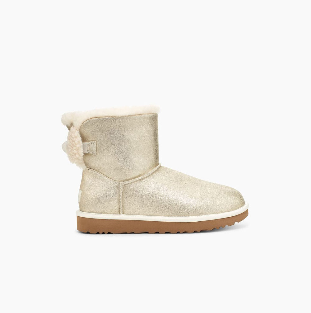 UGG Arielle Sparkle Bow Bow Boots Dam Platina Guld | UH3SMNBC