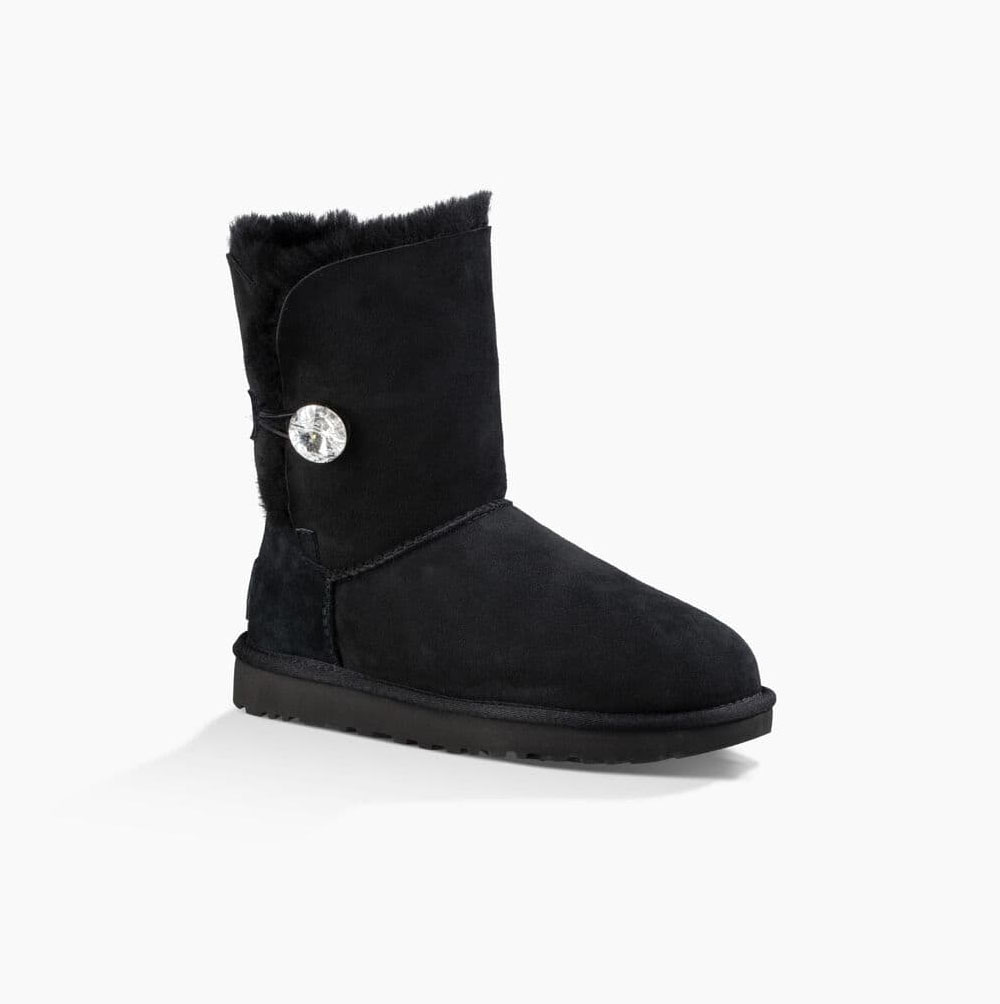 UGG Bailey Button Bling Button Boots Dam Svarta | OD6YVFTI