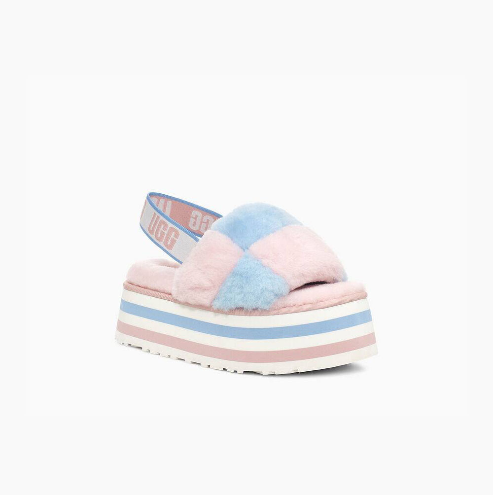 UGG Disco Checker Plattformstofflor Dam Rosa Blå | S6JCK76J