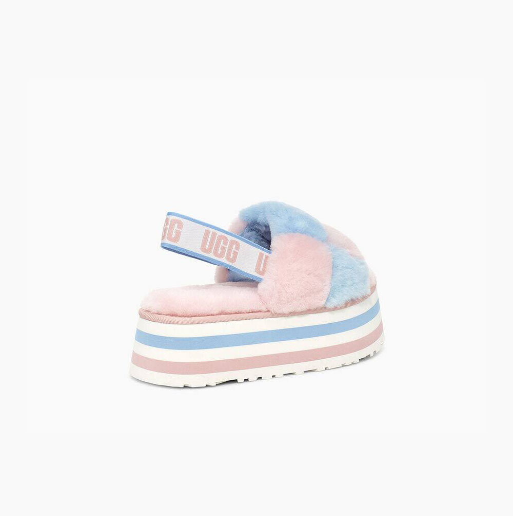 UGG Disco Checker Plattformstofflor Dam Rosa Blå | S6JCK76J