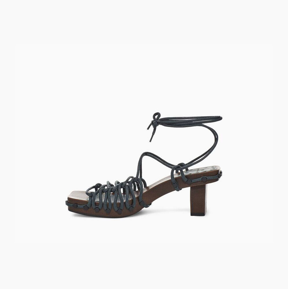 UGG Eckhaus Latta Spets On Spets Heeled Sandals Dam Grå Bruna | T17A0WM7