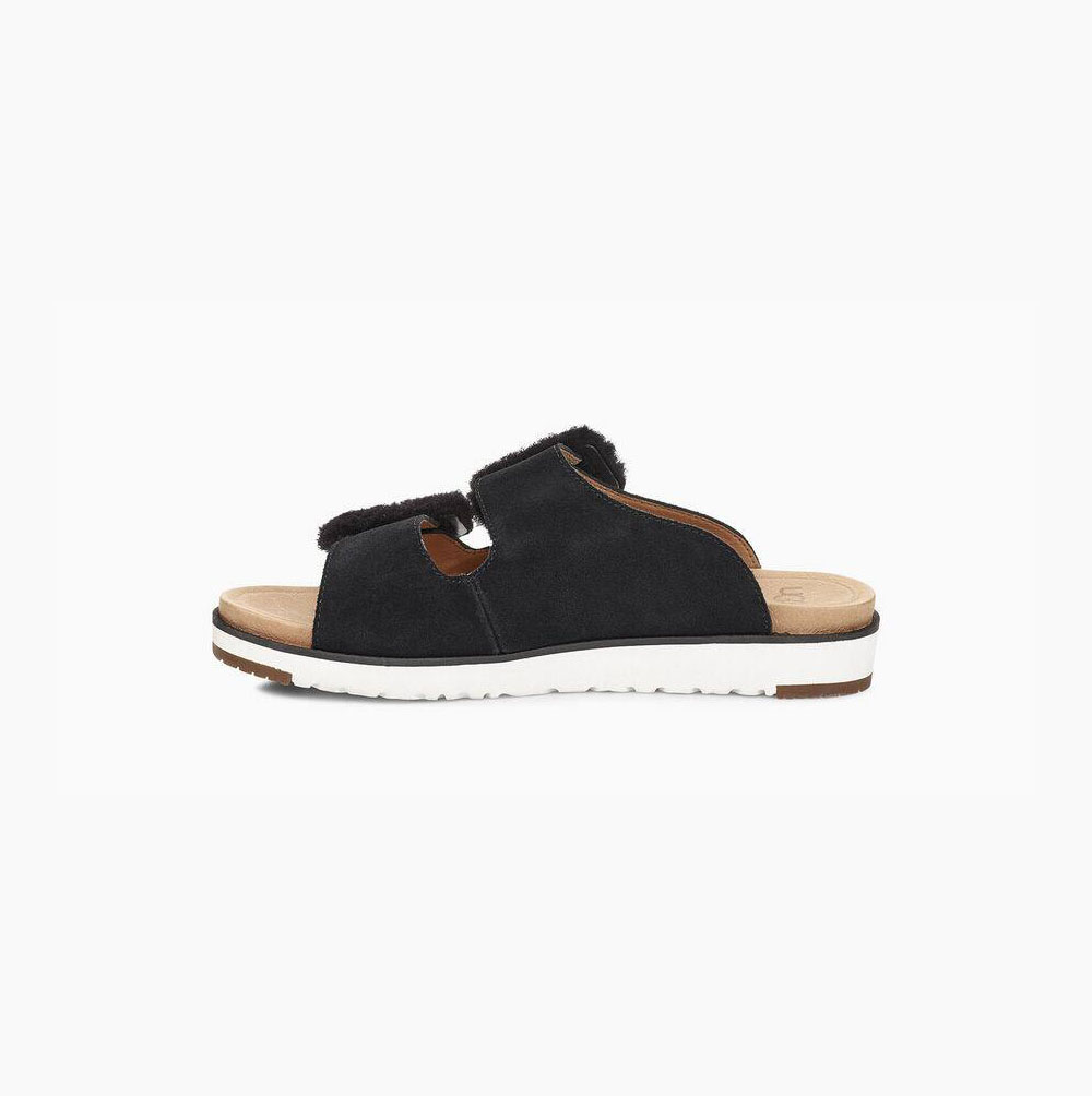 UGG Fluff Indio Sandaler Dam Svarta | 85WYPVPT