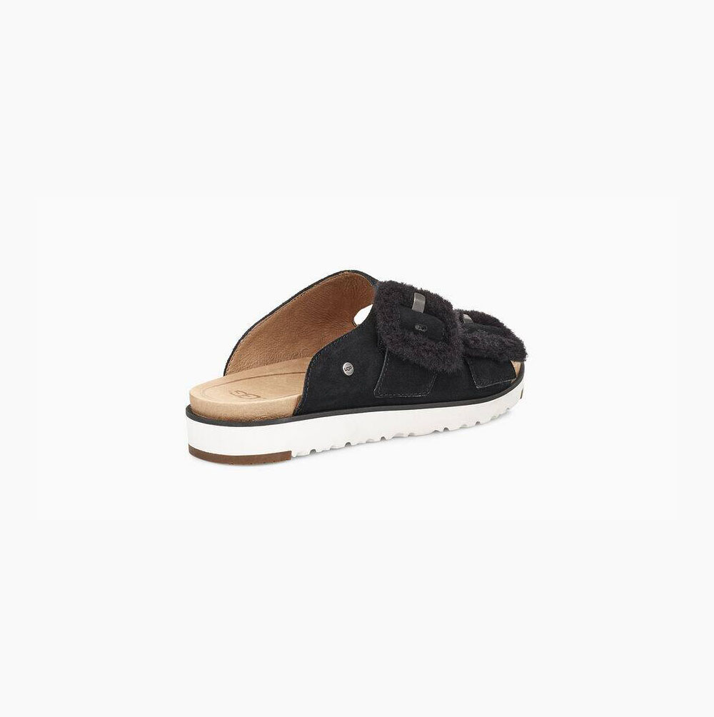 UGG Fluff Indio Sandaler Dam Svarta | 85WYPVPT