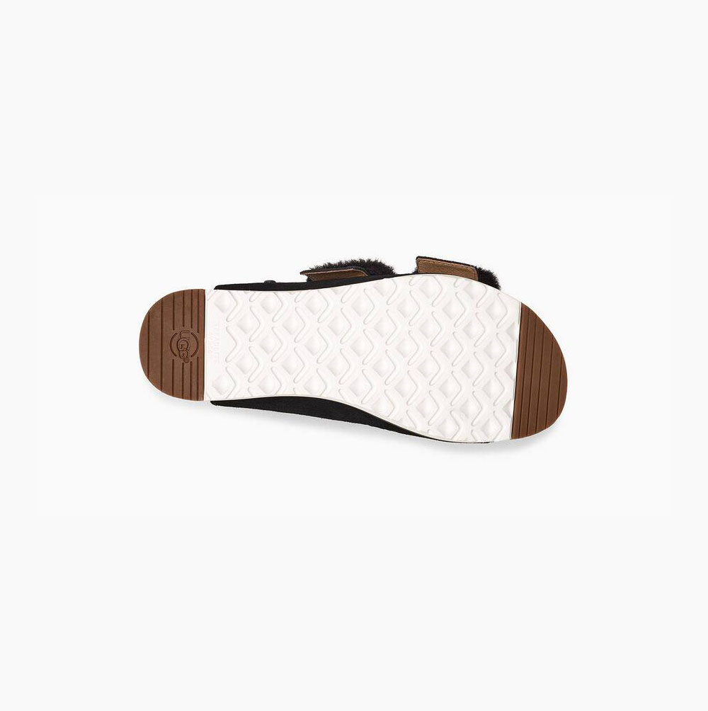 UGG Fluff Indio Sandaler Dam Svarta | 85WYPVPT