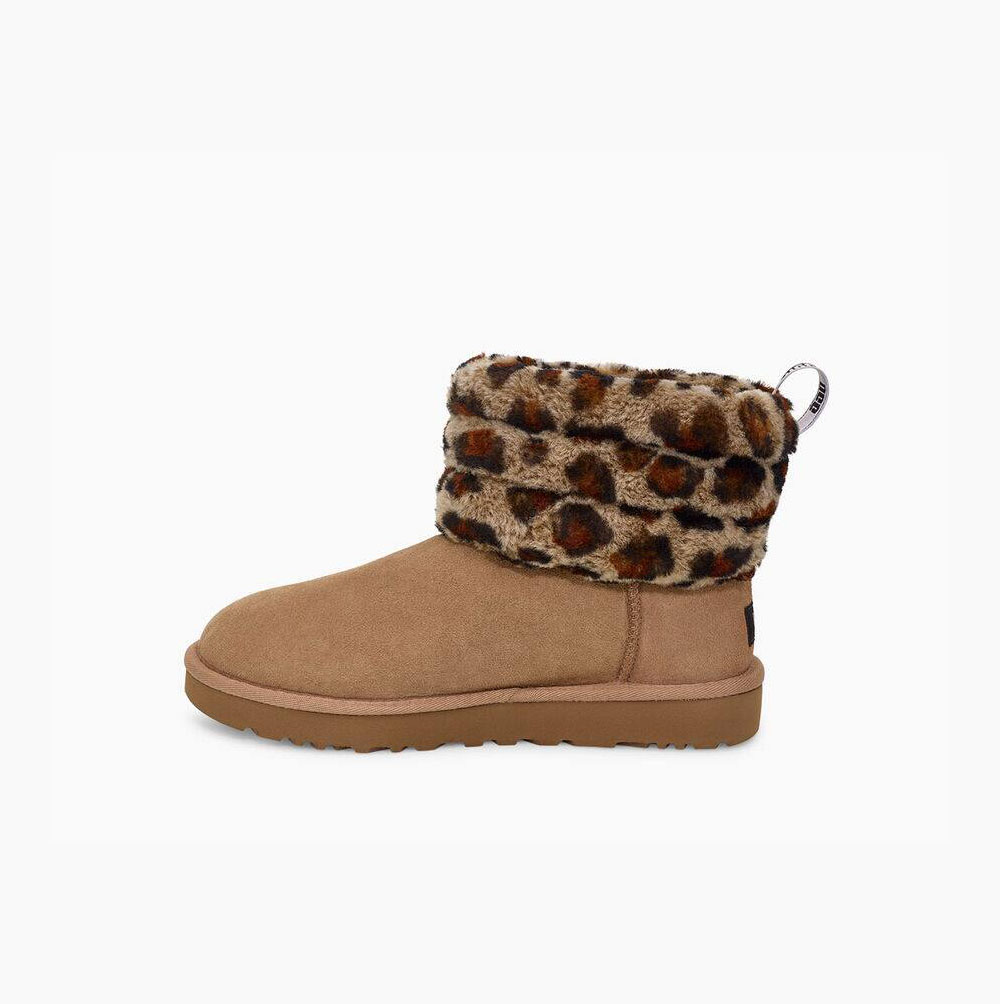 UGG Fluff Mini Leopard Quilted Boots Dam Bruna | 5KVG1GAB