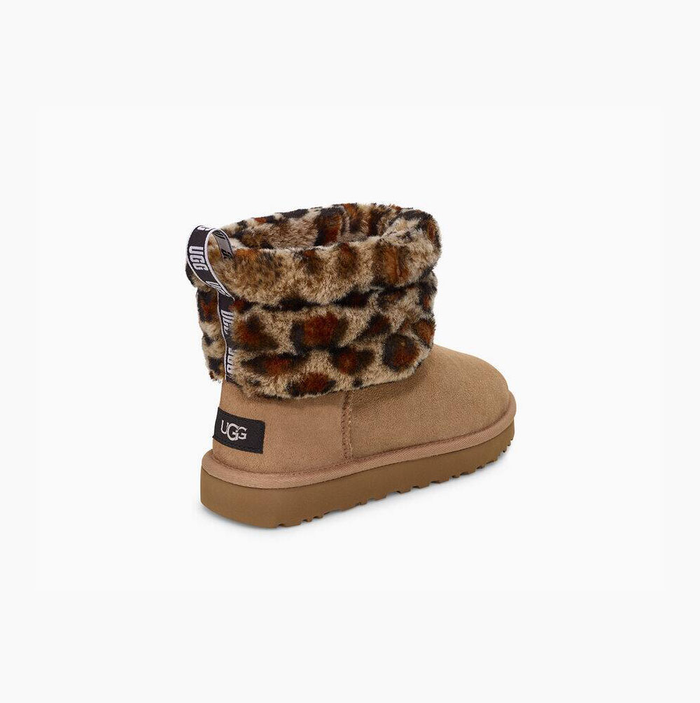 UGG Fluff Mini Leopard Quilted Boots Dam Bruna | 5KVG1GAB