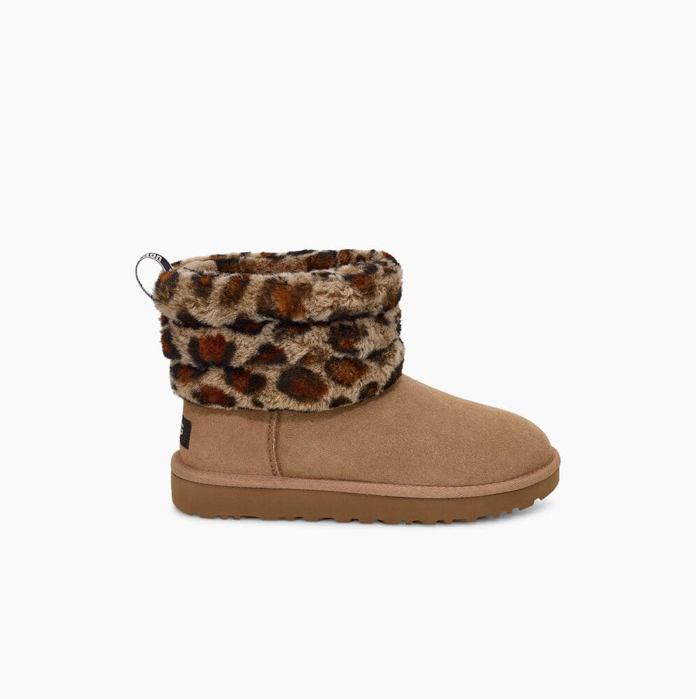 UGG Fluff Mini Leopard Quilted Boots Dam Bruna | 5KVG1GAB