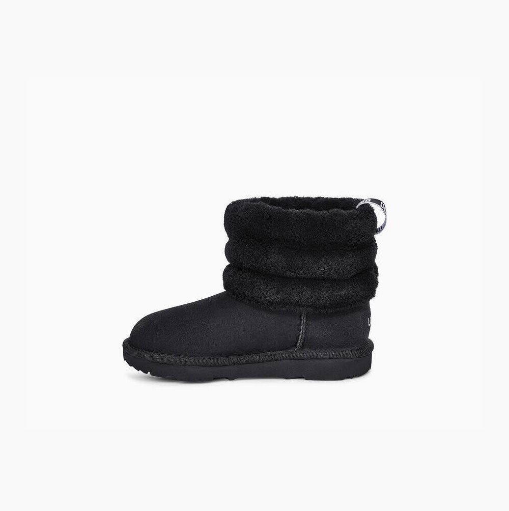 UGG Fluff Mini Quilted Boots Barn Svarta | OBFBQSNR