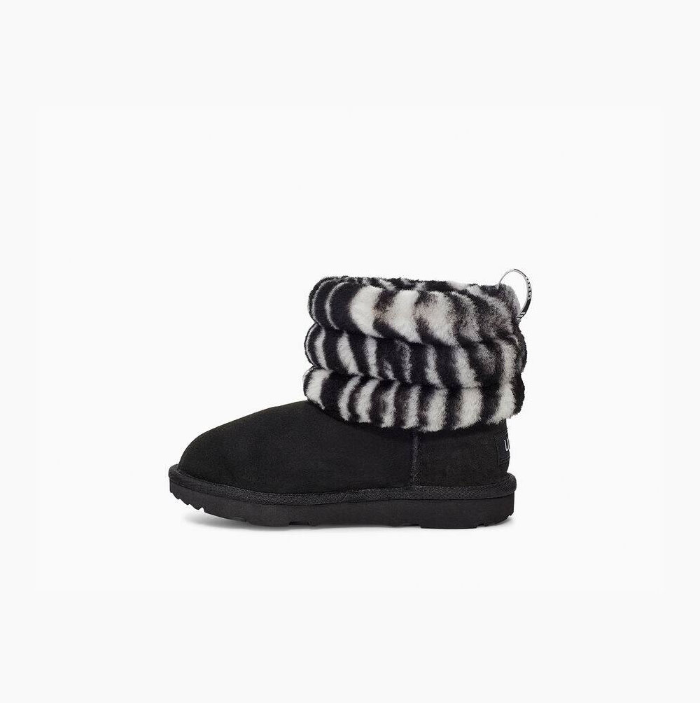 UGG Fluff Mini Zebra Quilted Boots Barn Svarta Vita | Z0N137J8