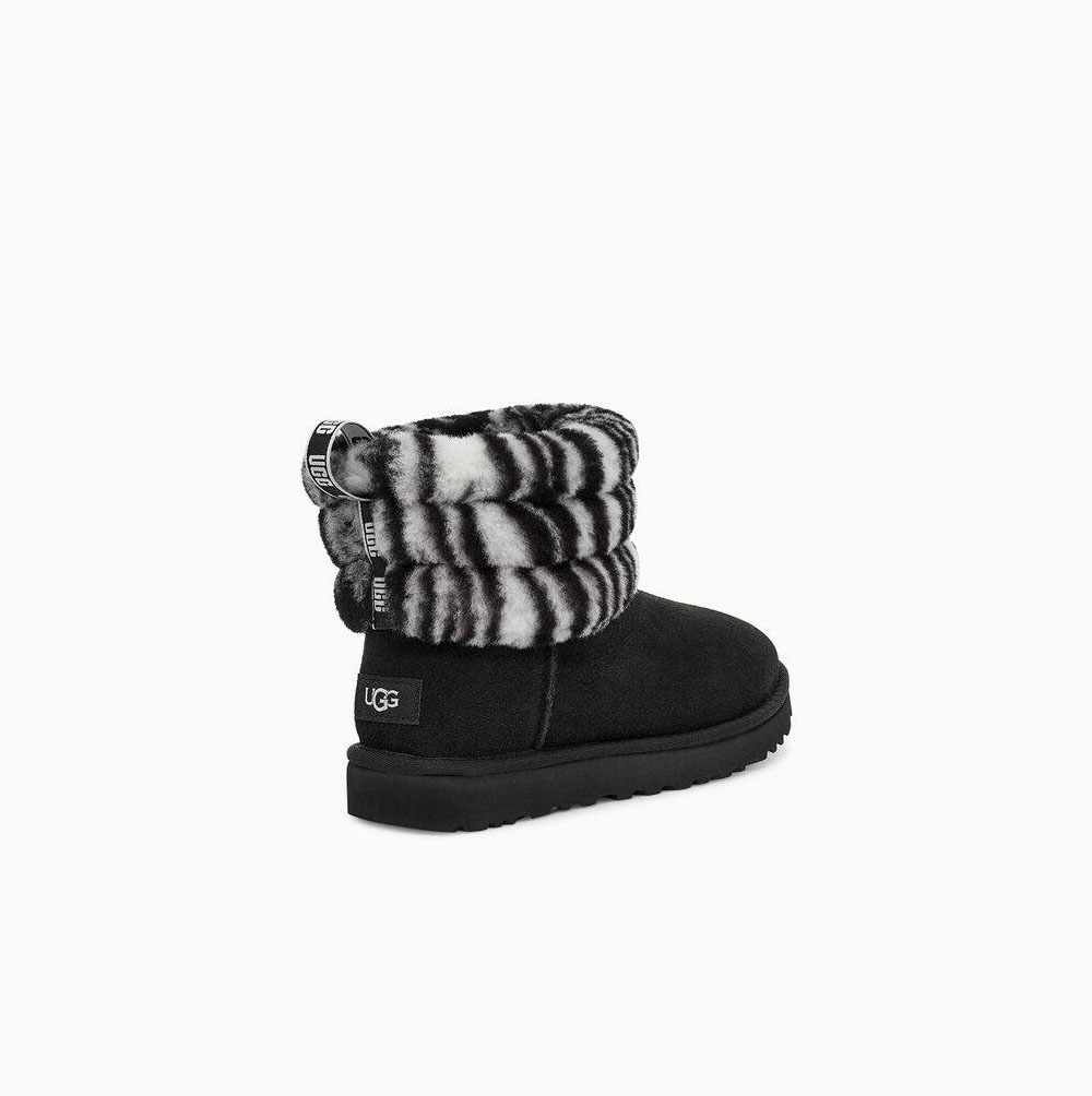 UGG Fluff Mini Zebra Quilted Boots Dam Svarta Vita | QOGJIPRJ
