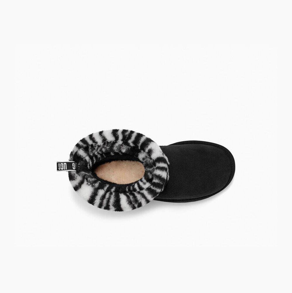 UGG Fluff Mini Zebra Quilted Boots Dam Svarta Vita | QOGJIPRJ