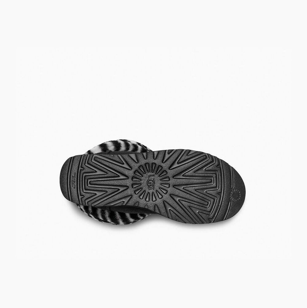 UGG Fluff Mini Zebra Quilted Boots Dam Svarta Vita | QOGJIPRJ