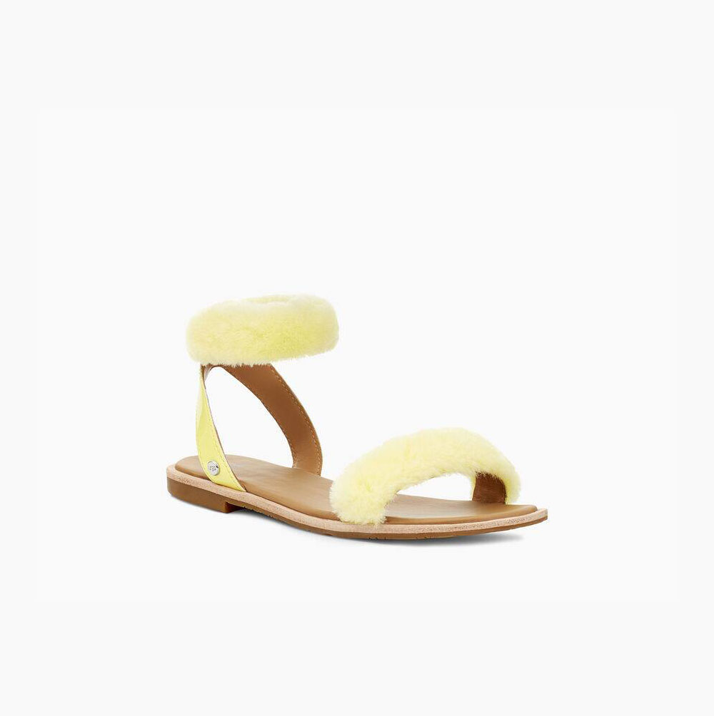 UGG Fluff Springs Lack Sandaler Dam Ljusgula | 4OQV7DIC