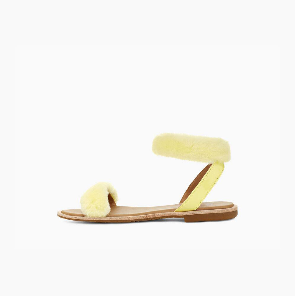 UGG Fluff Springs Lack Sandaler Dam Ljusgula | 4OQV7DIC