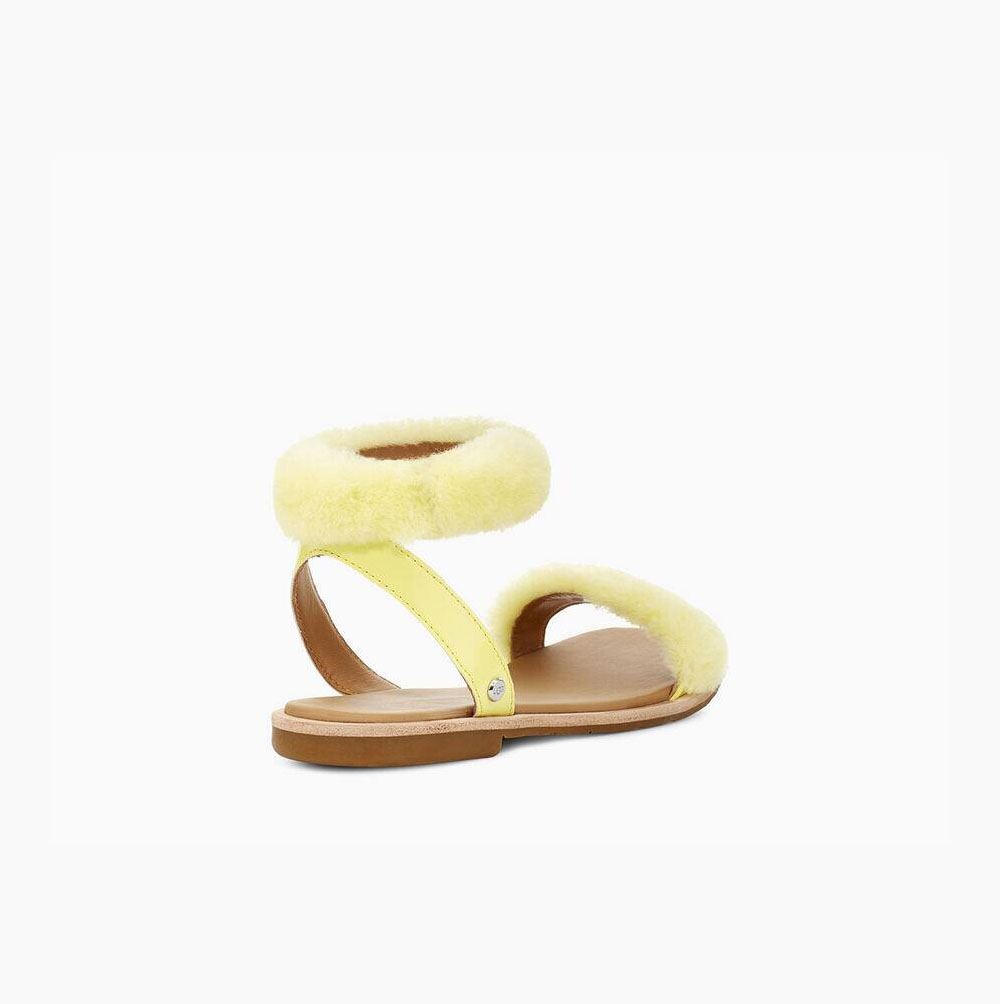 UGG Fluff Springs Lack Sandaler Dam Ljusgula | 4OQV7DIC