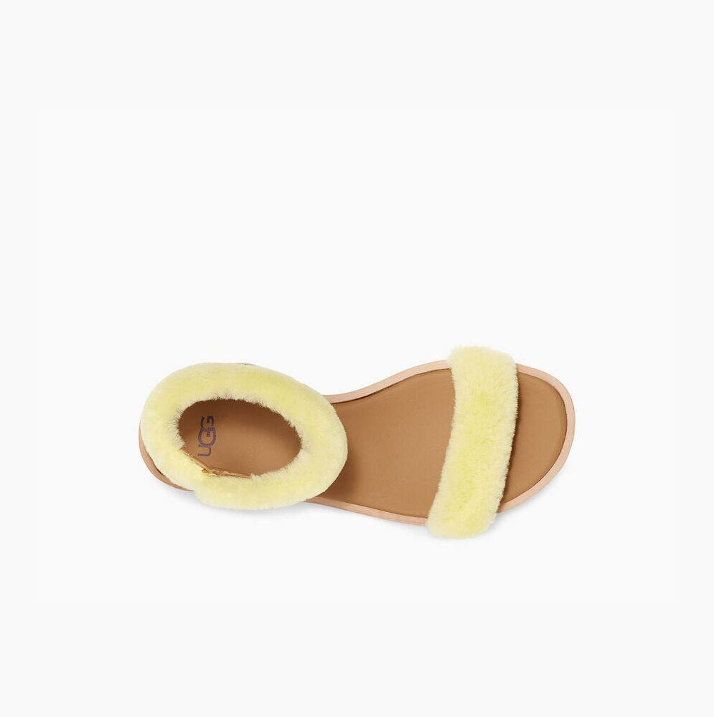 UGG Fluff Springs Lack Sandaler Dam Ljusgula | 4OQV7DIC