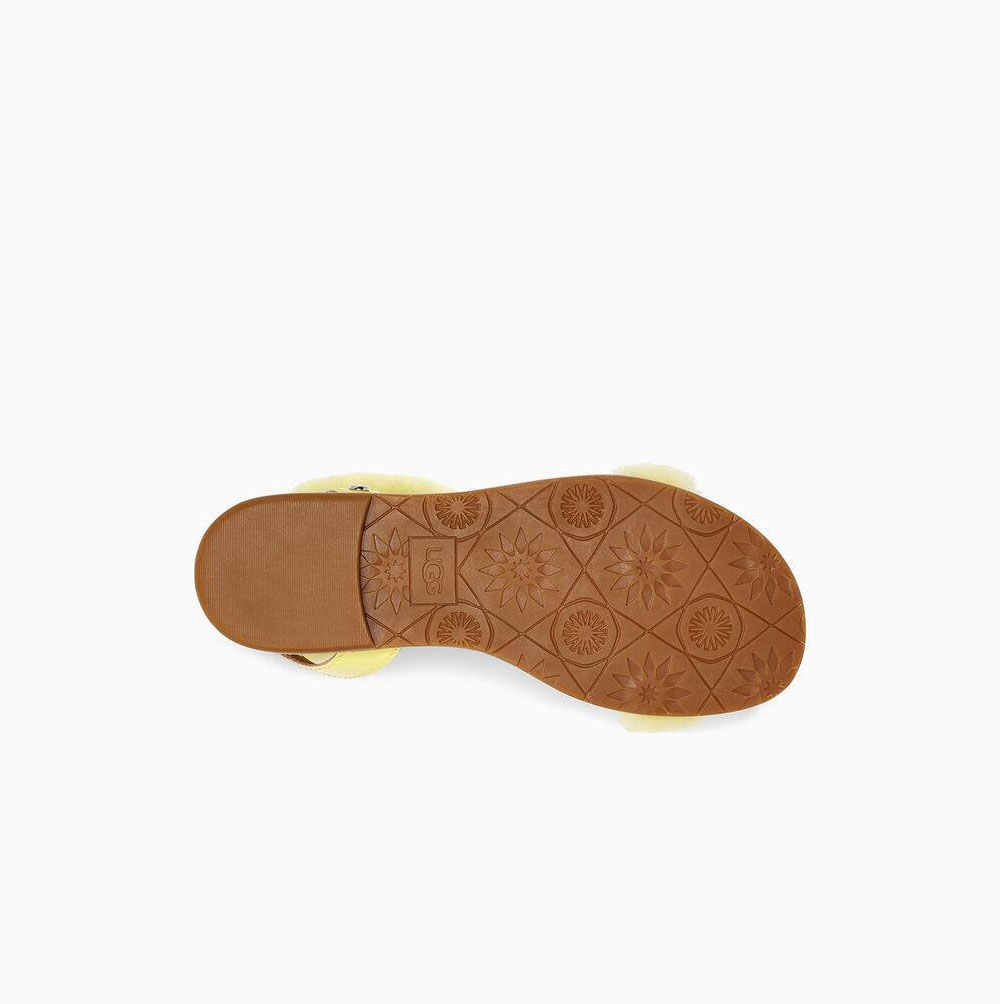 UGG Fluff Springs Lack Sandaler Dam Ljusgula | 4OQV7DIC