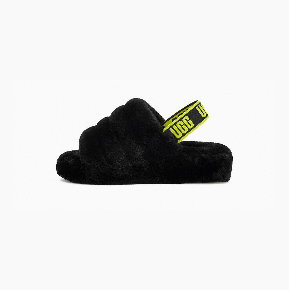 UGG Fluff Yeah Sundae Plattformstofflor Dam Svarta Gula | ZJP5R9ZK