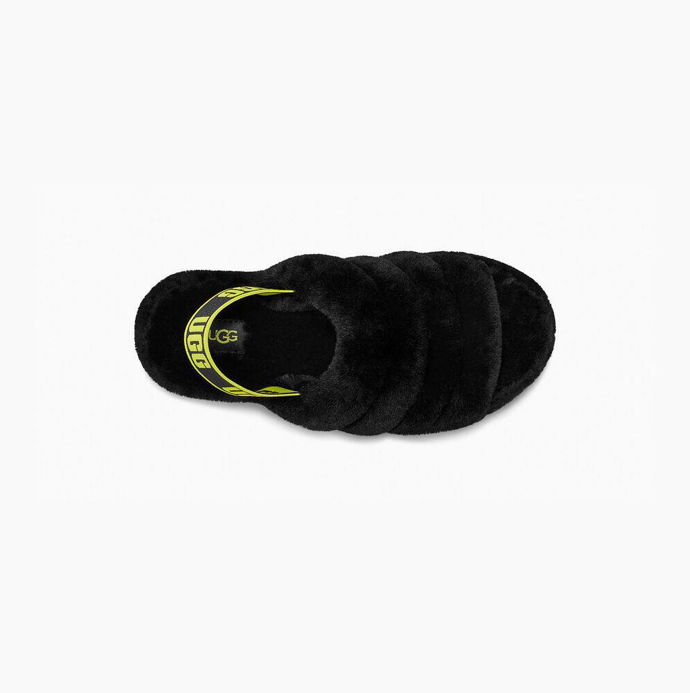 UGG Fluff Yeah Sundae Plattformstofflor Dam Svarta Gula | ZJP5R9ZK