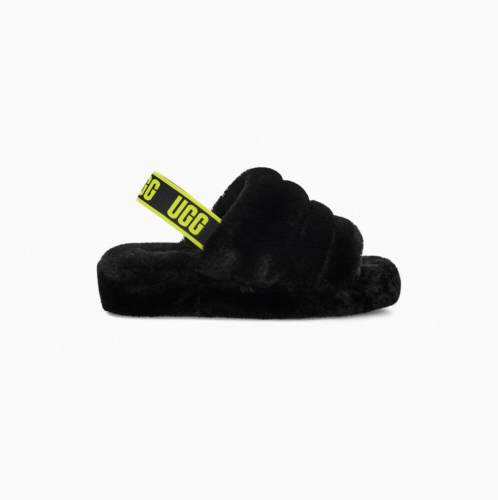 UGG Fluff Yeah Sundae Plattformstofflor Dam Svarta Gula | ZJP5R9ZK