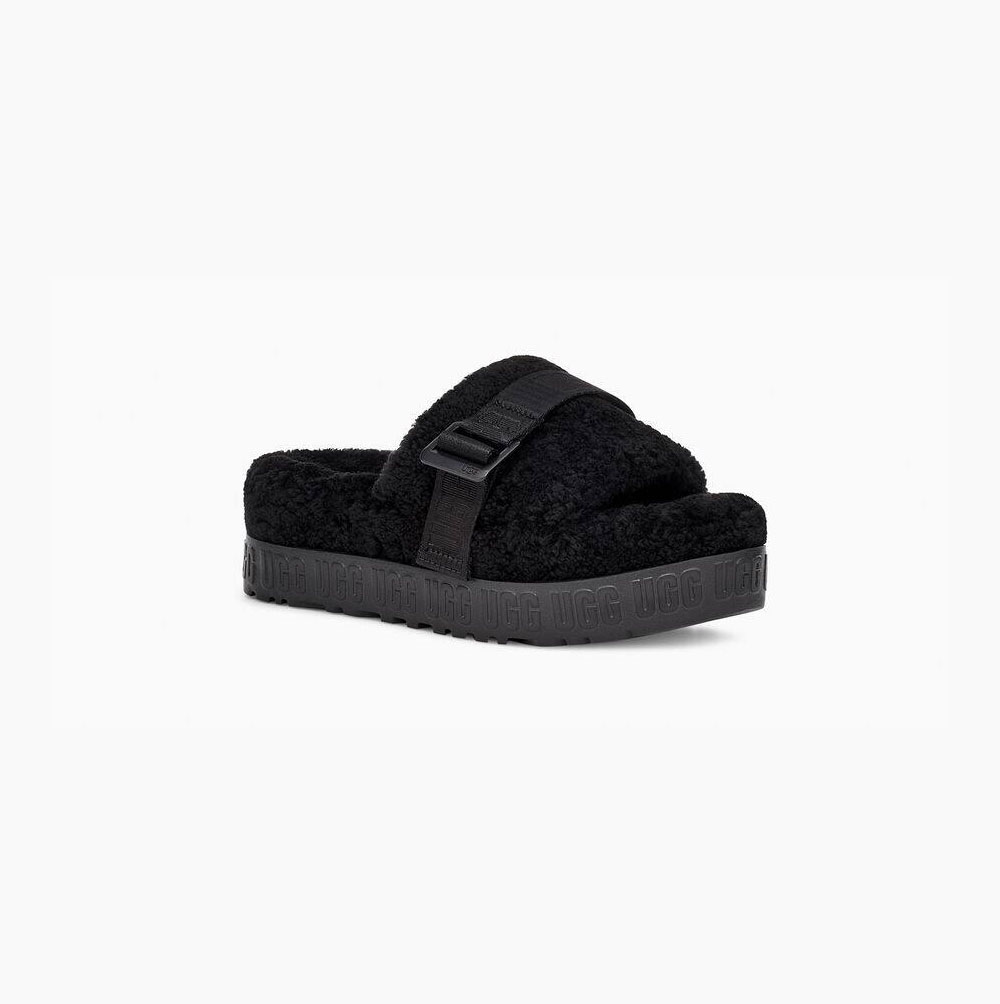 UGG Fluffita Plattformstofflor Dam Svarta | 4D6MWGVA