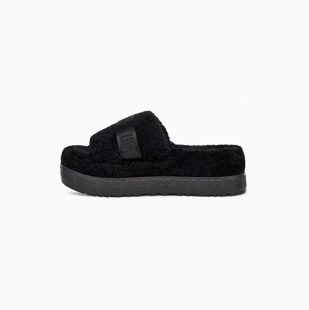 UGG Fluffita Plattformstofflor Dam Svarta | 4D6MWGVA