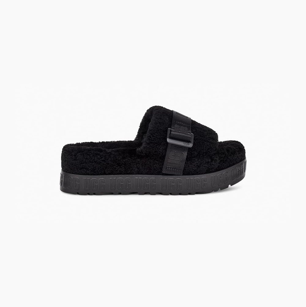 UGG Fluffita Plattformstofflor Dam Svarta | 4D6MWGVA