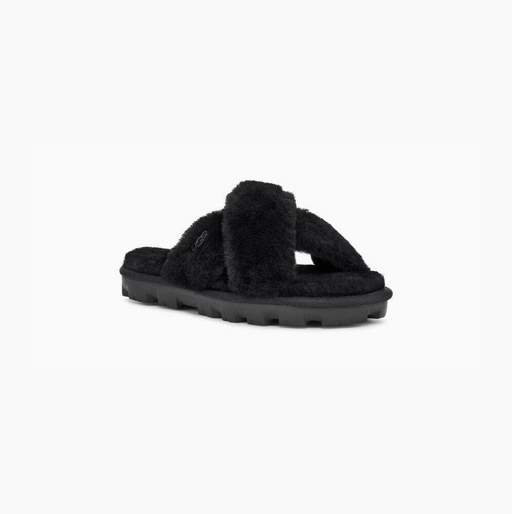 UGG Fuzzette Plattformstofflor Dam Svarta | TXWOEIOQ