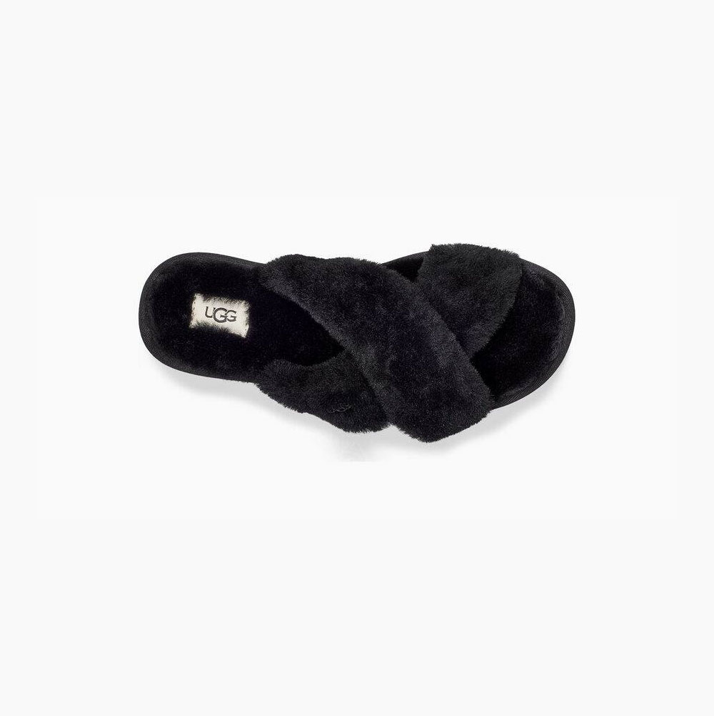 UGG Fuzzette Plattformstofflor Dam Svarta | TXWOEIOQ