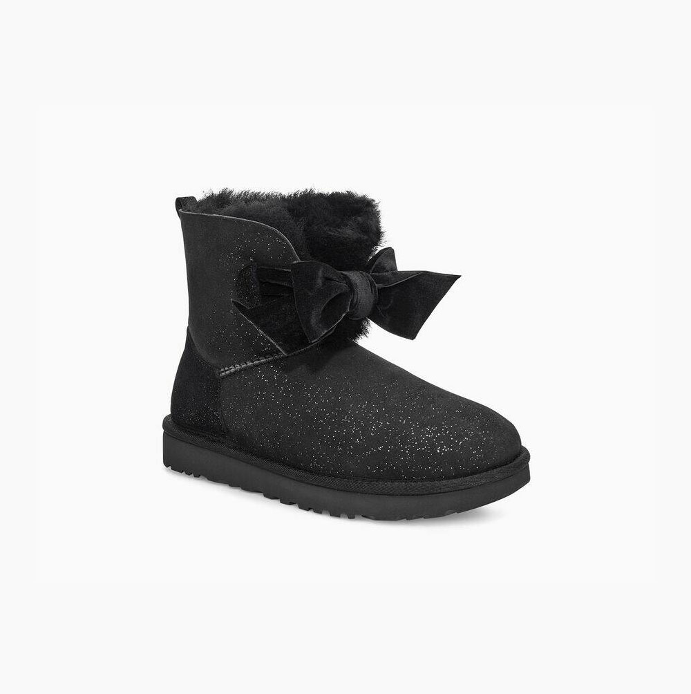 UGG Gita Twinkle Bow Mini Bow Boots Dam Svarta | 9X91Z6HU