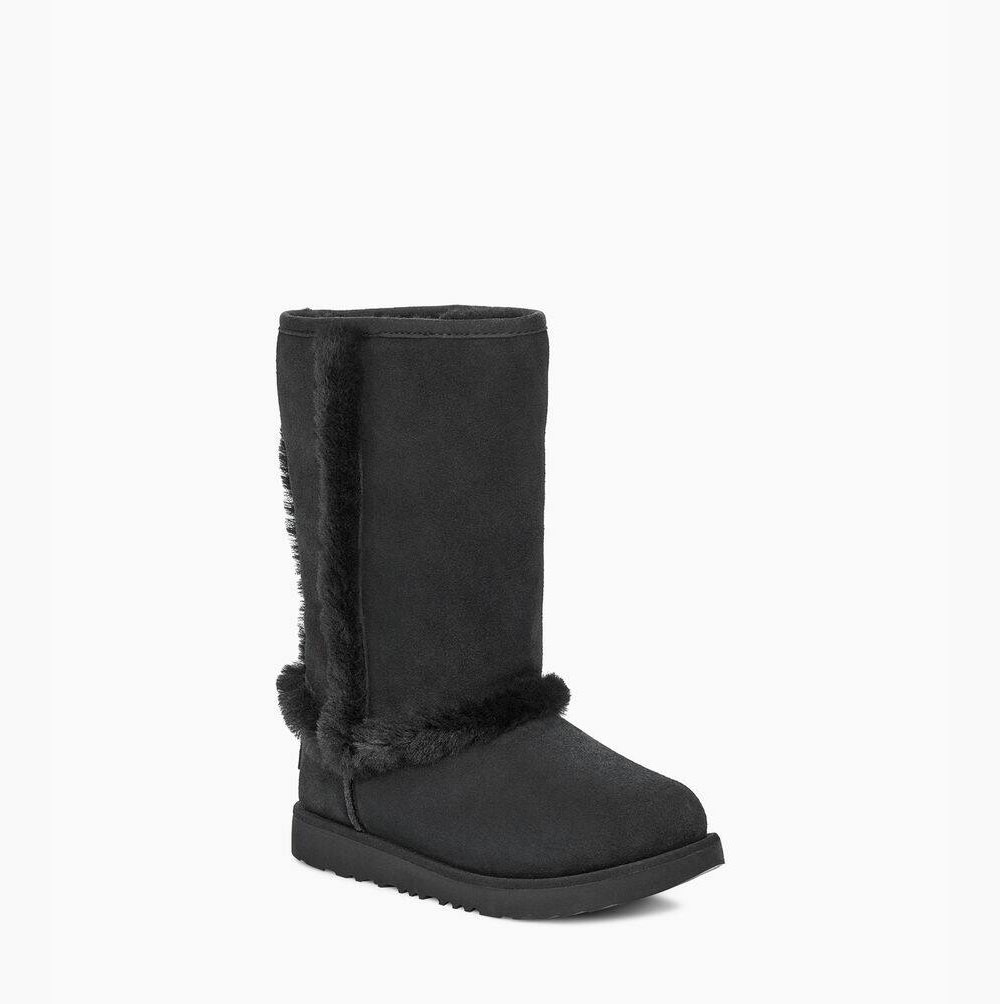 UGG Hadley II Höga Höga Stövlar Barn Svarta | O1PQH206