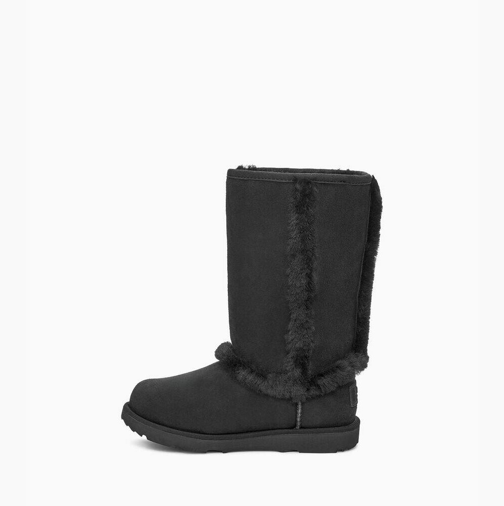 UGG Hadley II Höga Höga Stövlar Barn Svarta | O1PQH206