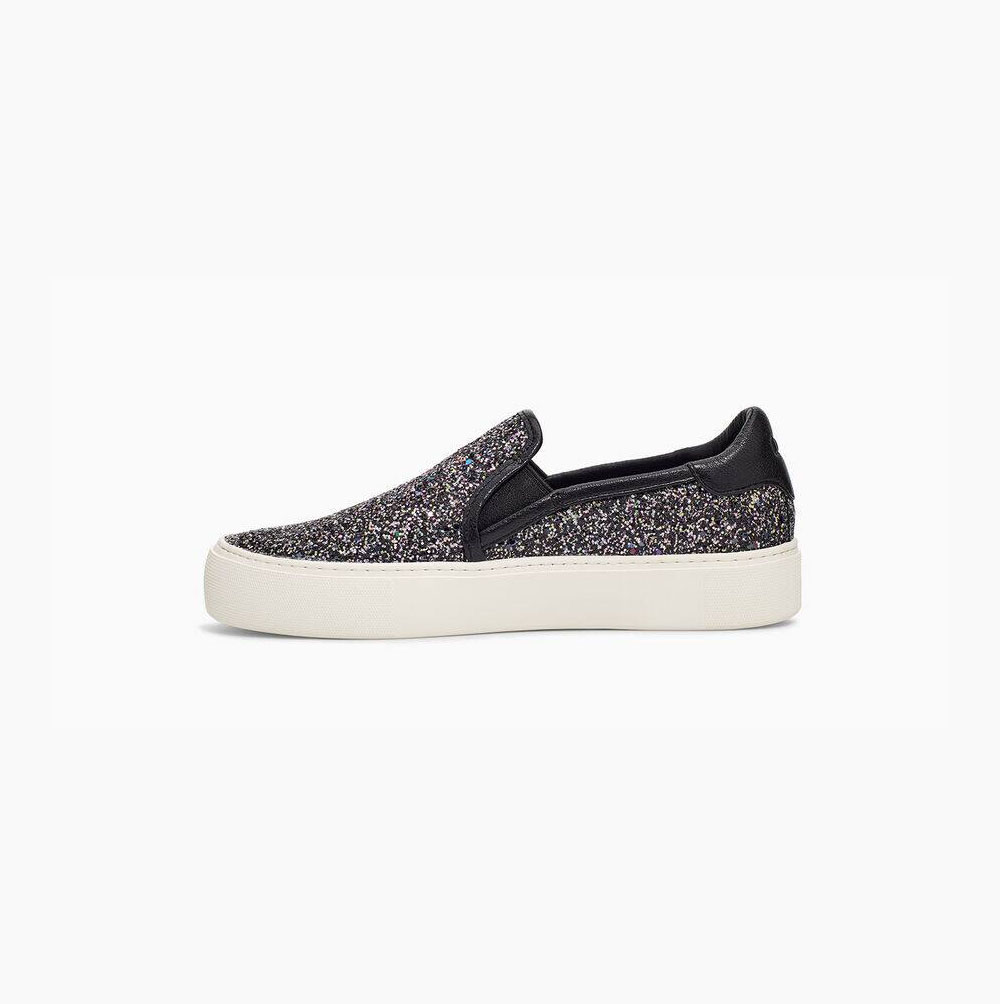 UGG Jass Tjock Glitter Slip On Sneakers Dam Svarta | 1AIAABXP