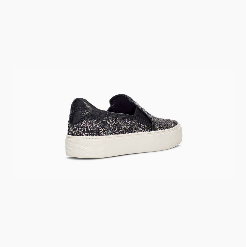 UGG Jass Tjock Glitter Slip On Sneakers Dam Svarta | 1AIAABXP