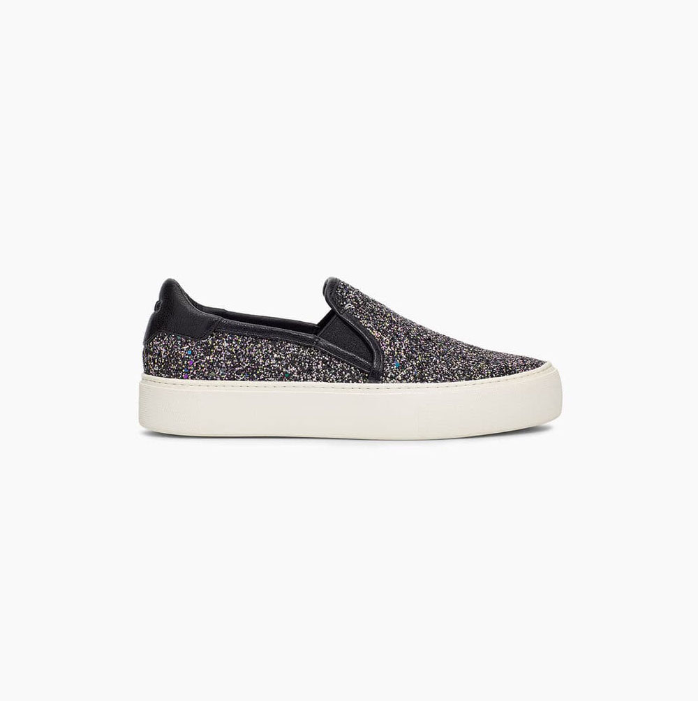 UGG Jass Tjock Glitter Slip On Sneakers Dam Svarta | 1AIAABXP