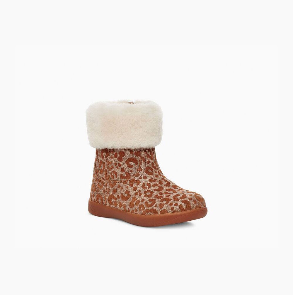 UGG Jorie II Glitter Leopard Fur Boots Barn Bruna | 0NSKWVE7