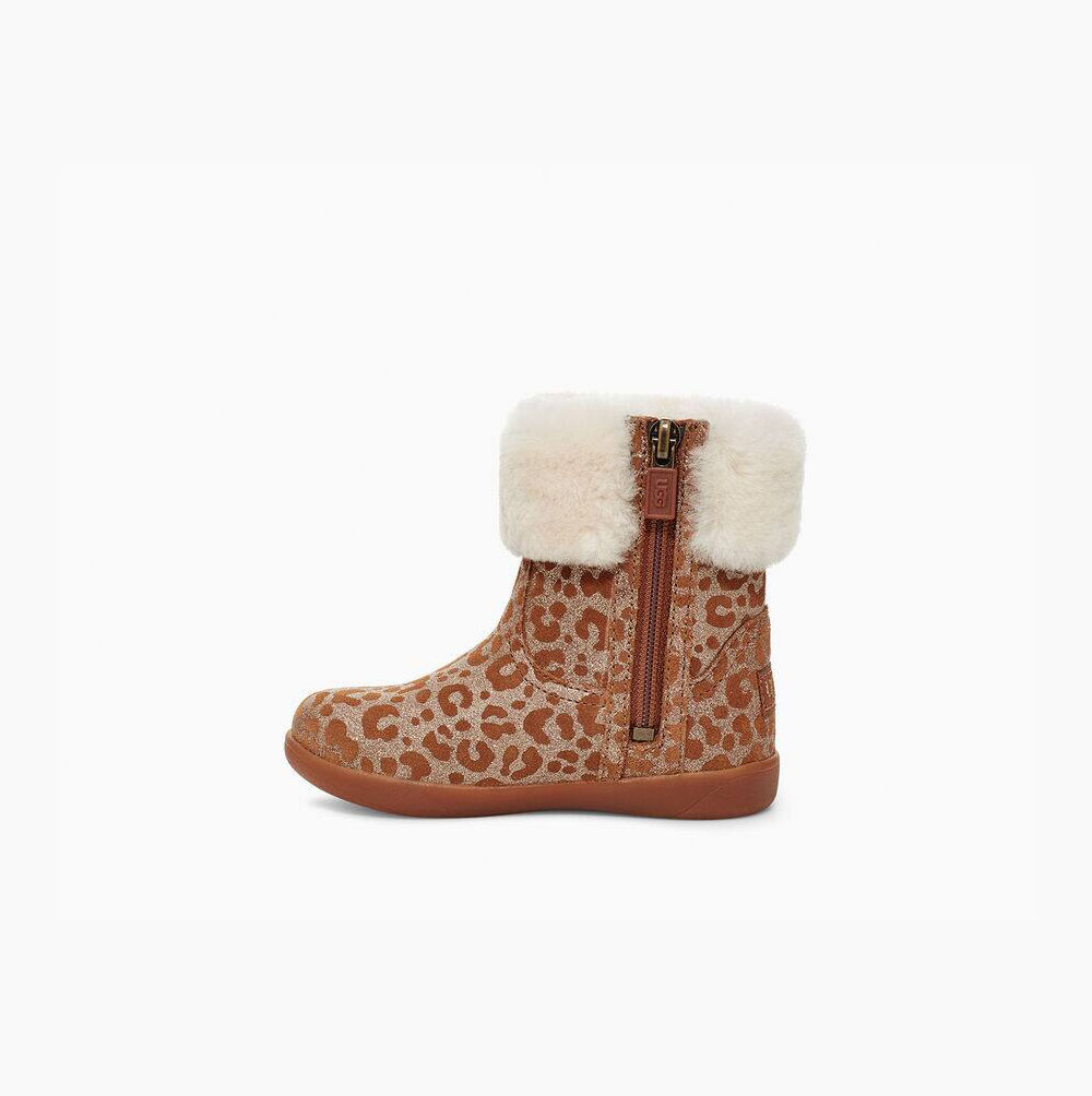 UGG Jorie II Glitter Leopard Fur Boots Barn Bruna | 0NSKWVE7