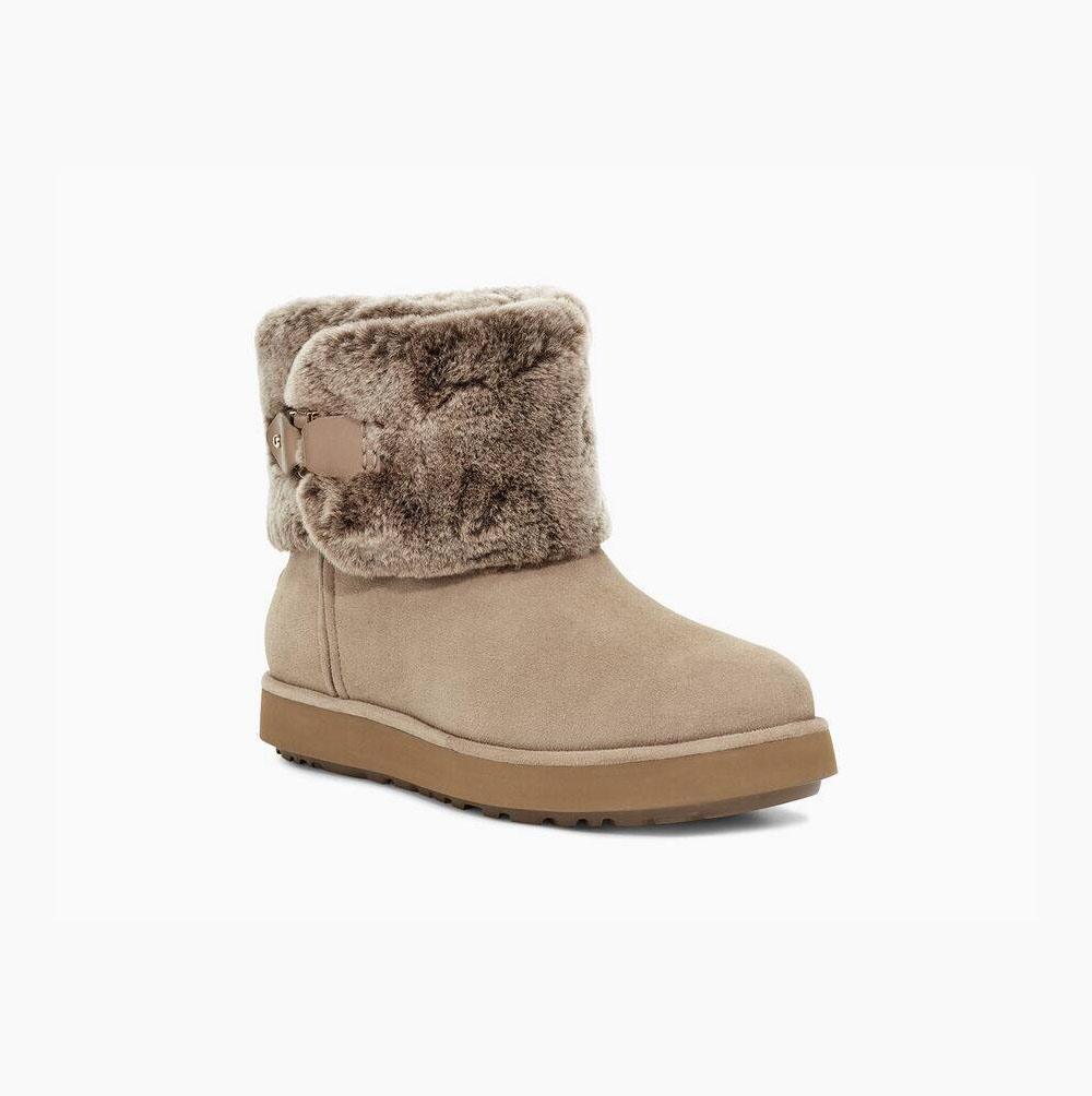 UGG Klassiska Berge Mini Mocka Mini Boots Dam Khaki | QPPR82YI