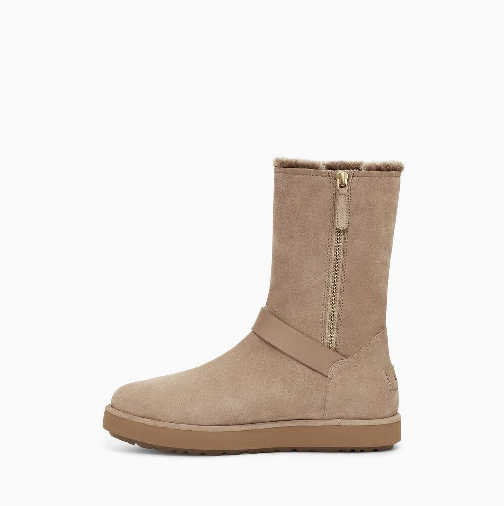 UGG Klassiska Berge Mocka Korta Stövlar Dam Khaki | AZFBVF1N