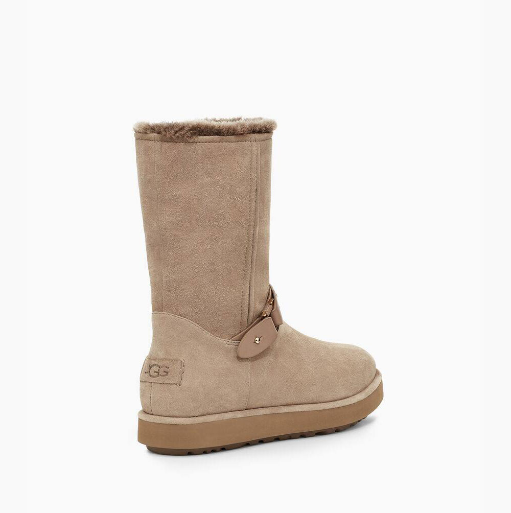 UGG Klassiska Berge Mocka Korta Stövlar Dam Khaki | AZFBVF1N