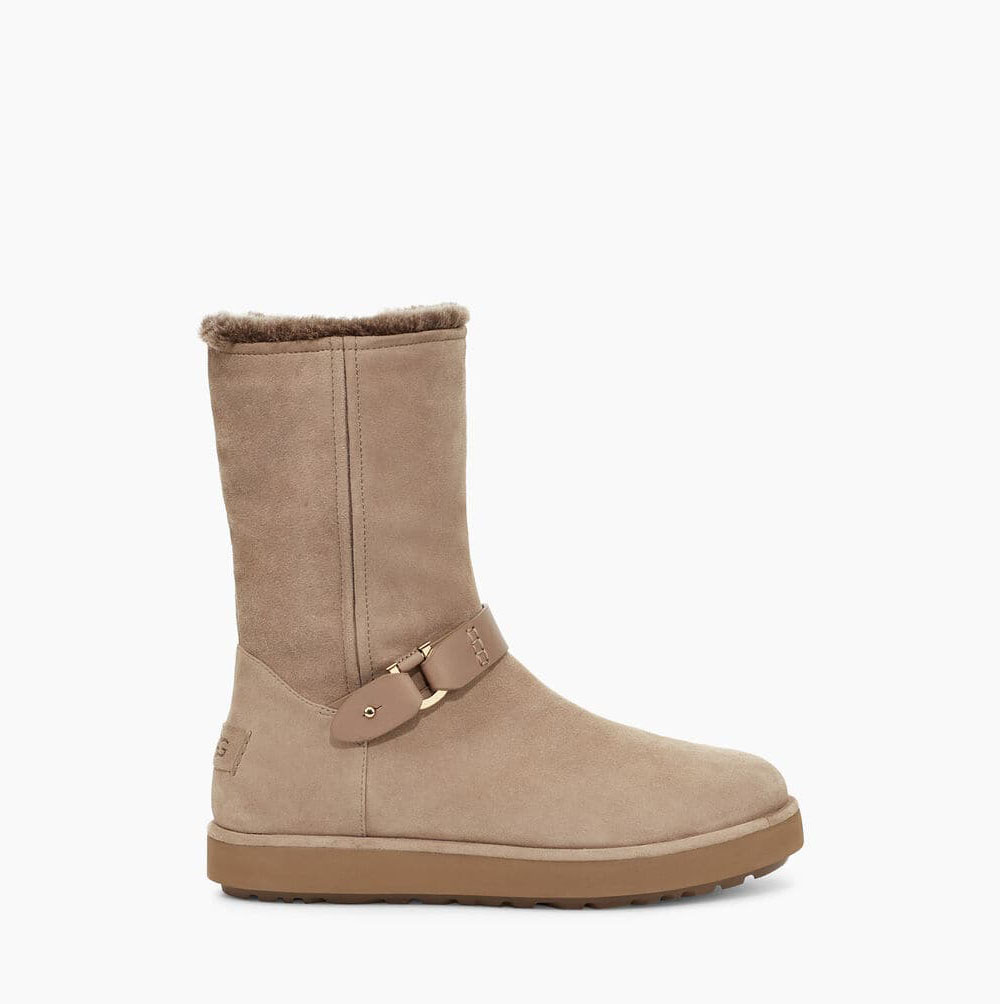 UGG Klassiska Berge Mocka Korta Stövlar Dam Khaki | AZFBVF1N