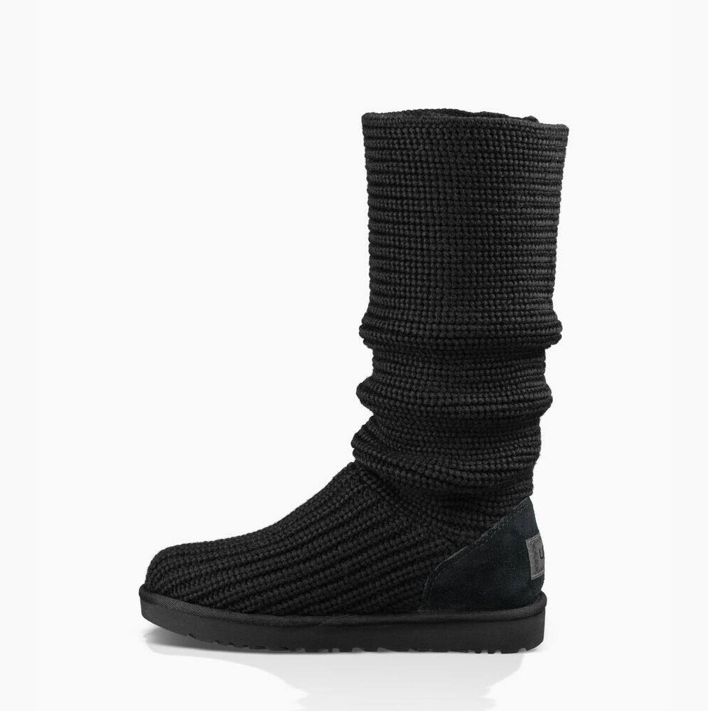 UGG Klassiska Cardy Sweater Boots Dam Svarta | BRU4ZJPH