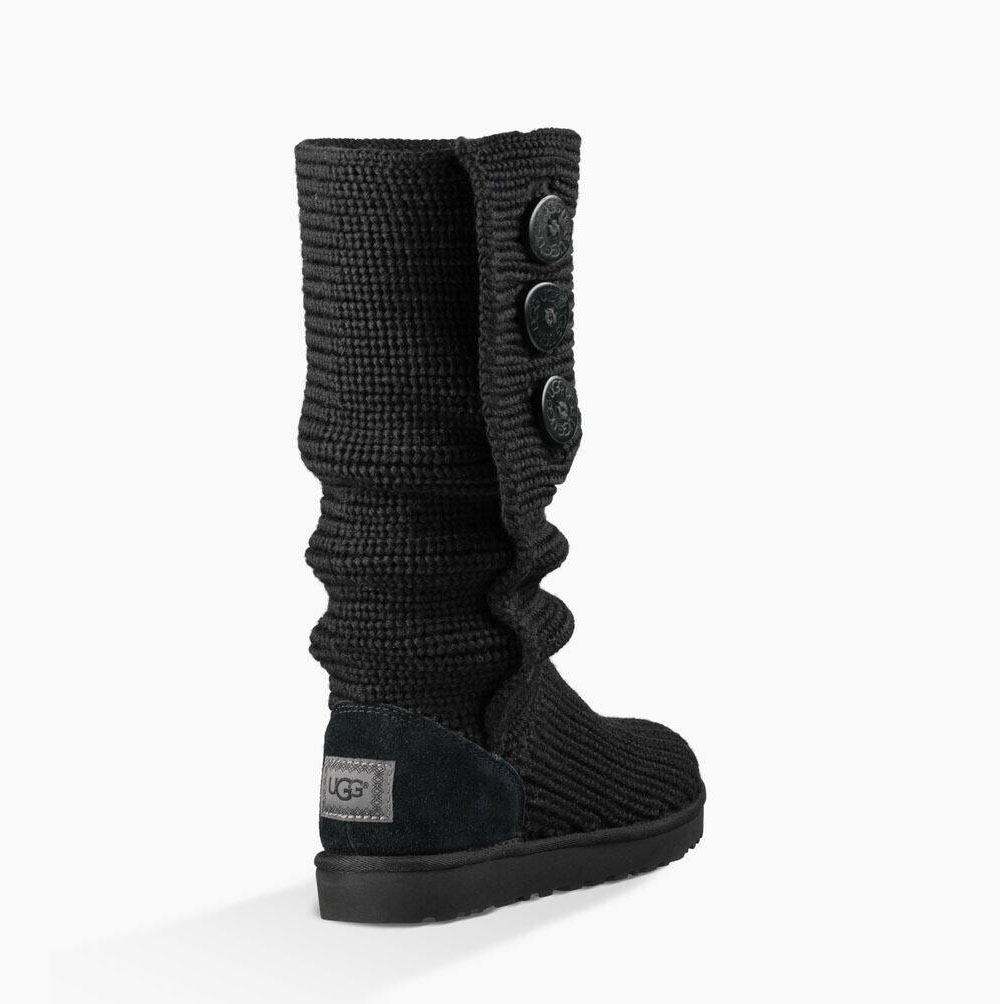 UGG Klassiska Cardy Sweater Boots Dam Svarta | BRU4ZJPH