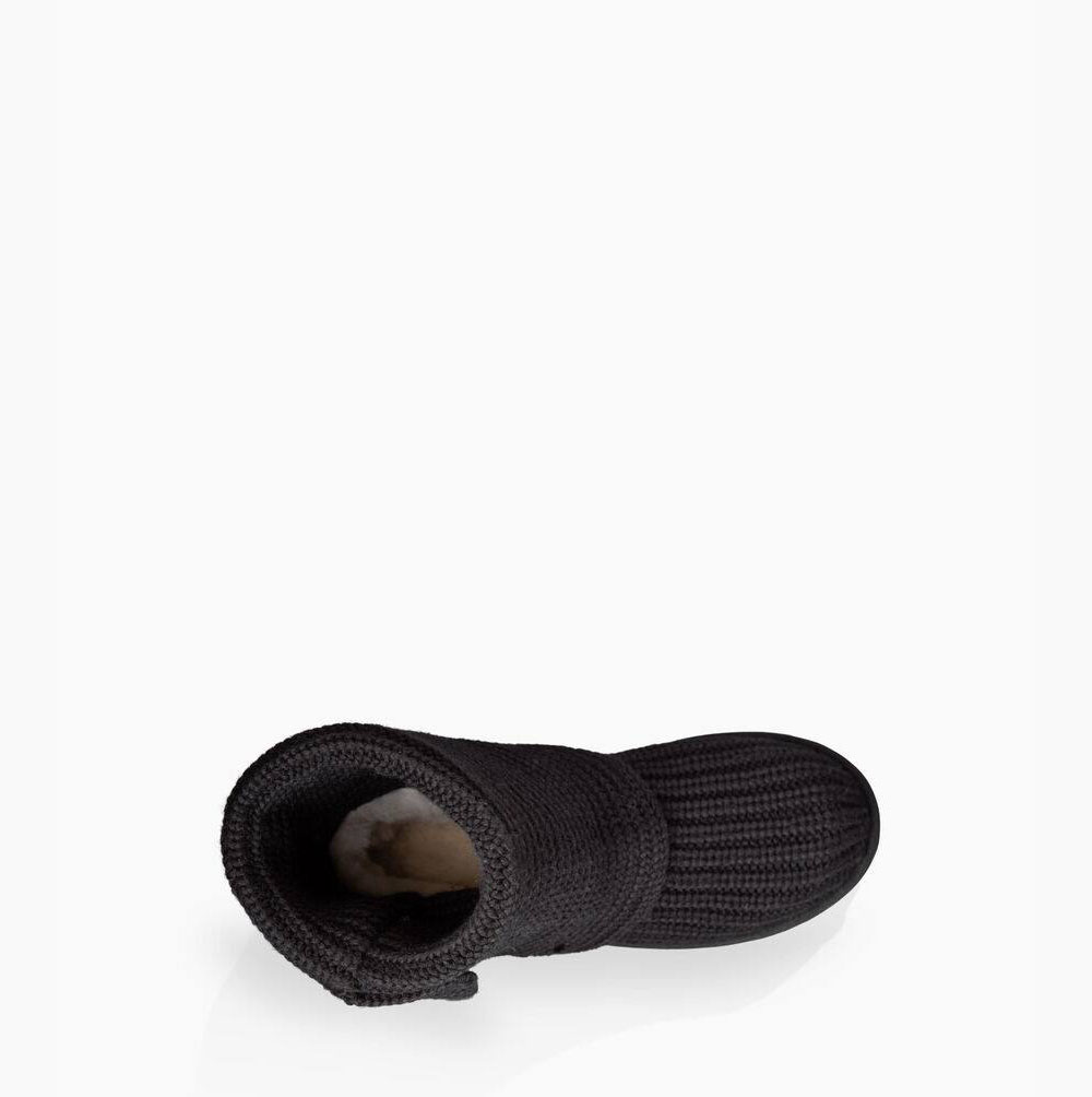 UGG Klassiska Cardy Sweater Boots Dam Svarta | BRU4ZJPH