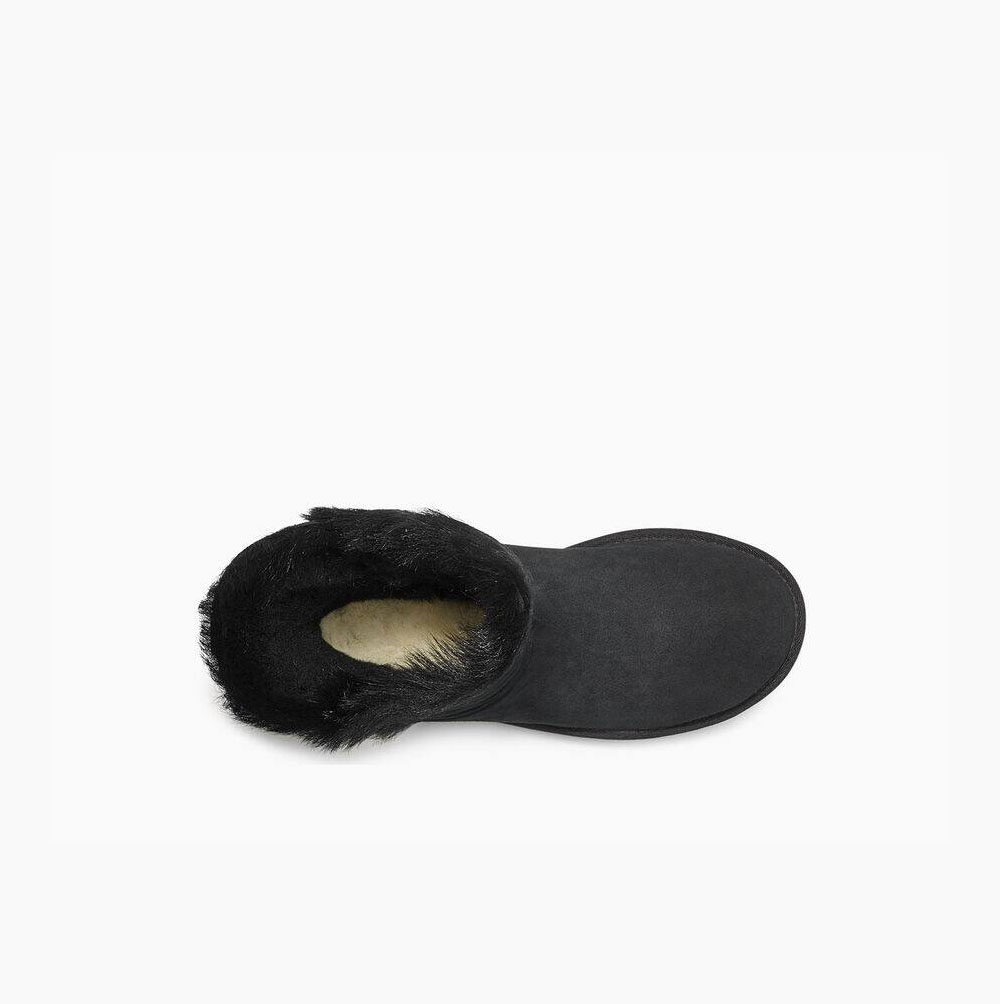 UGG Klassiska Fluff High-Low Korta Stövlar Dam Svarta | HPADOCW2
