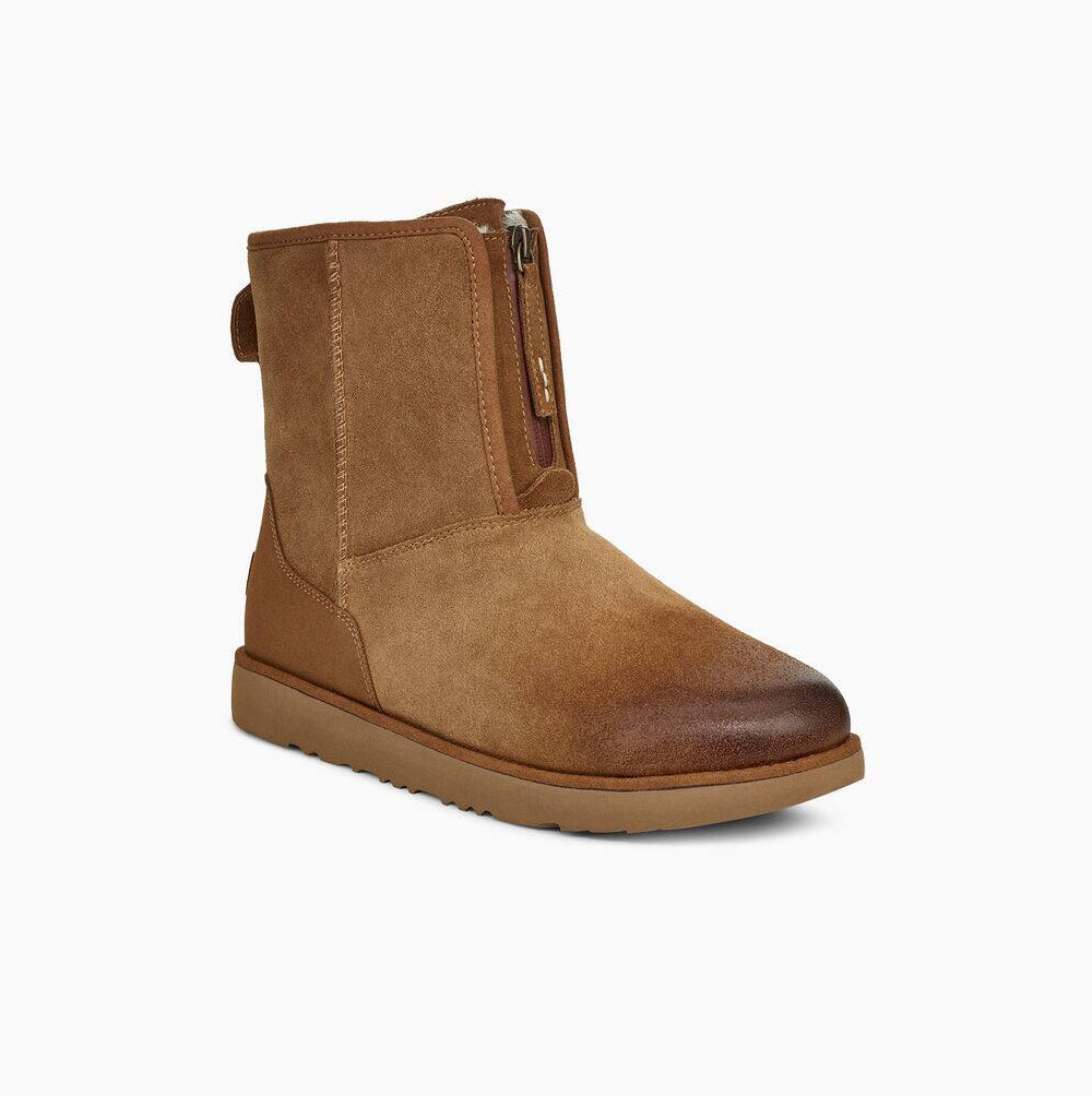 UGG Klassiska Front Zip Weather Korta Stövlar Herr Bruna | 081WLGFH