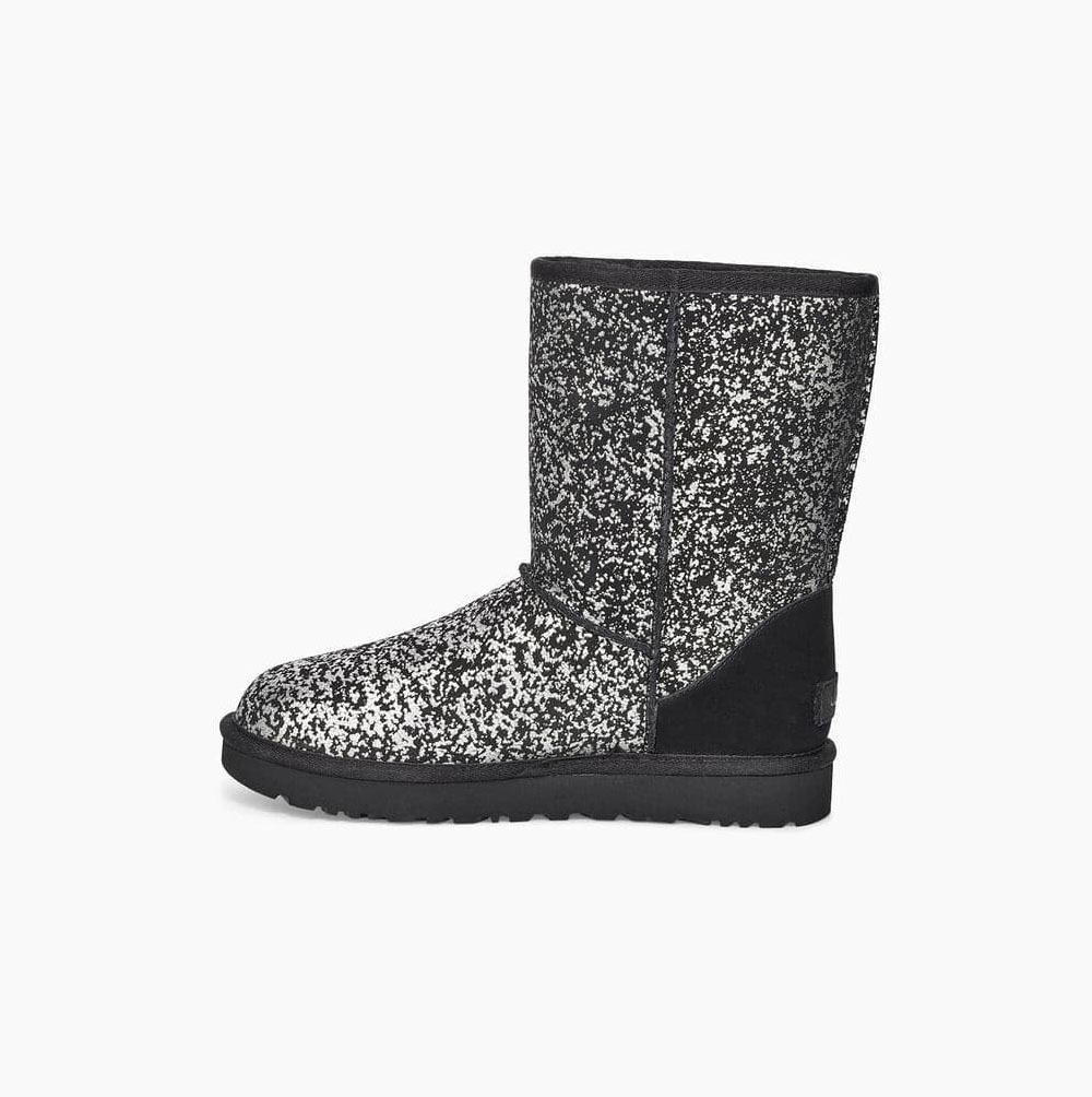 UGG Klassiska II Foil Glam Korta Stövlar Dam Svarta | 4ORSIHXU