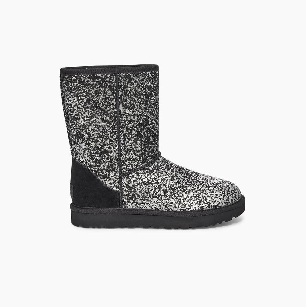 UGG Klassiska II Foil Glam Korta Stövlar Dam Svarta | 4ORSIHXU