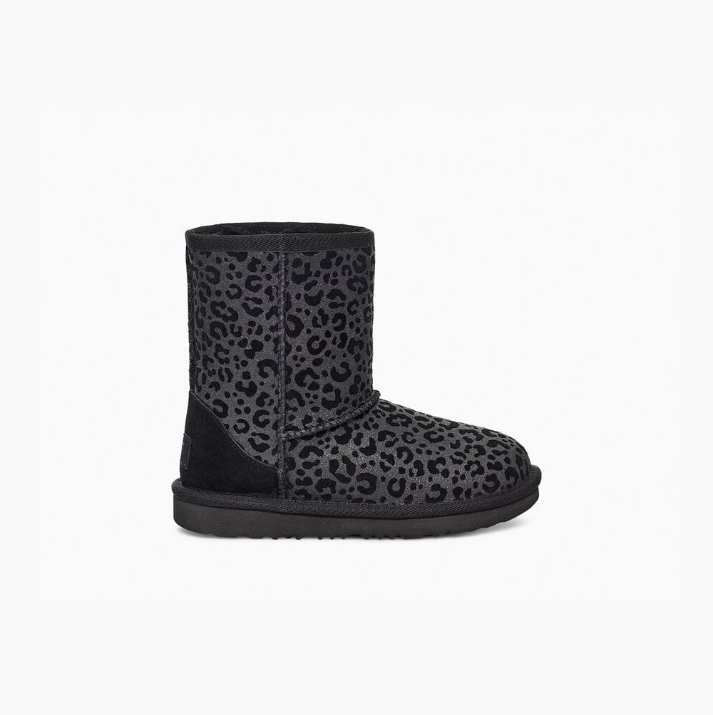 UGG Klassiska II Glitter Leopard Classic Boots Barn Svarta | 0UYBVTHU